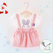 Robe imitation salopette Lapin Rose