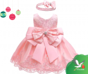 Robe tissu Dentelle - Guipure + Bandeau assorti (Rose)