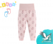 Pantalon motif stylé - Lapin rose